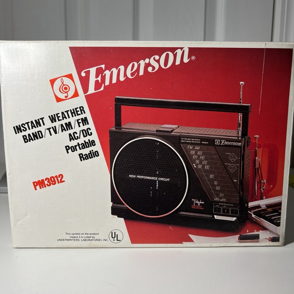 Emerson PM3912 radio vintage multi-band receiver‎ Weather/ TV/ AM/ FM/ AC/ DC